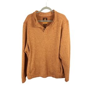 Browning‎ Mens XXL Heather Brown Fleece Quarter Button Pullover Sweater A0002767